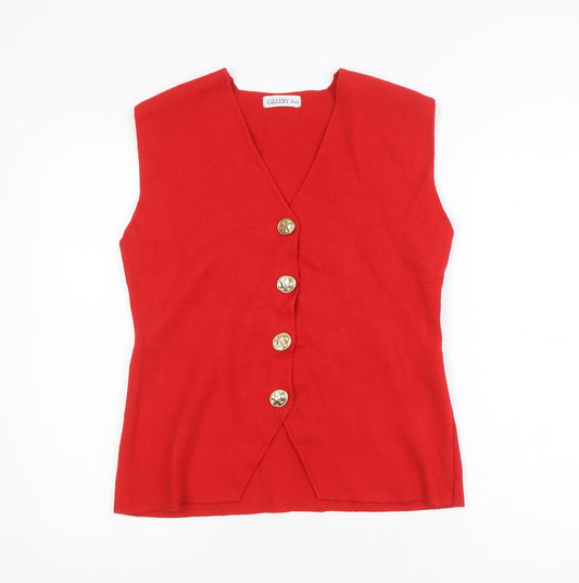 Gallery Women’s Red Sleeveless Button-Up Knit Top Size M