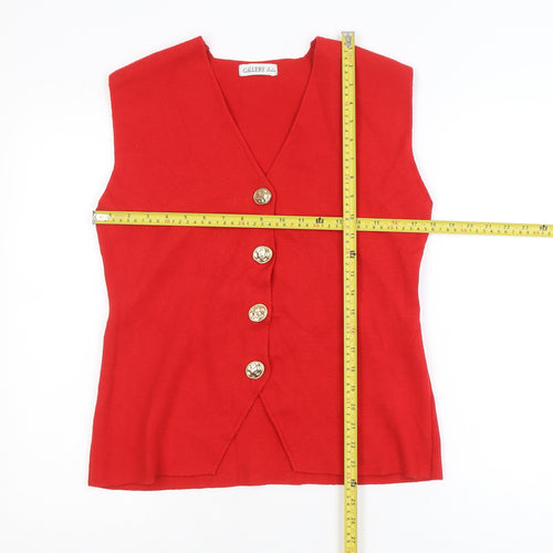 Gallery Women’s Red Sleeveless Button-Up Knit Top Size M