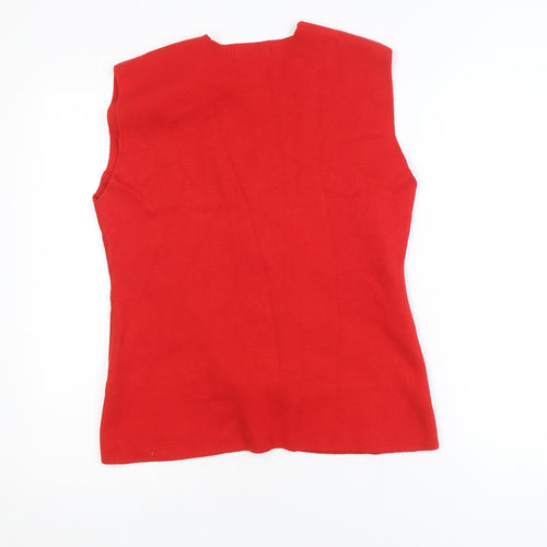 Gallery Women’s Red Sleeveless Button-Up Knit Top Size M