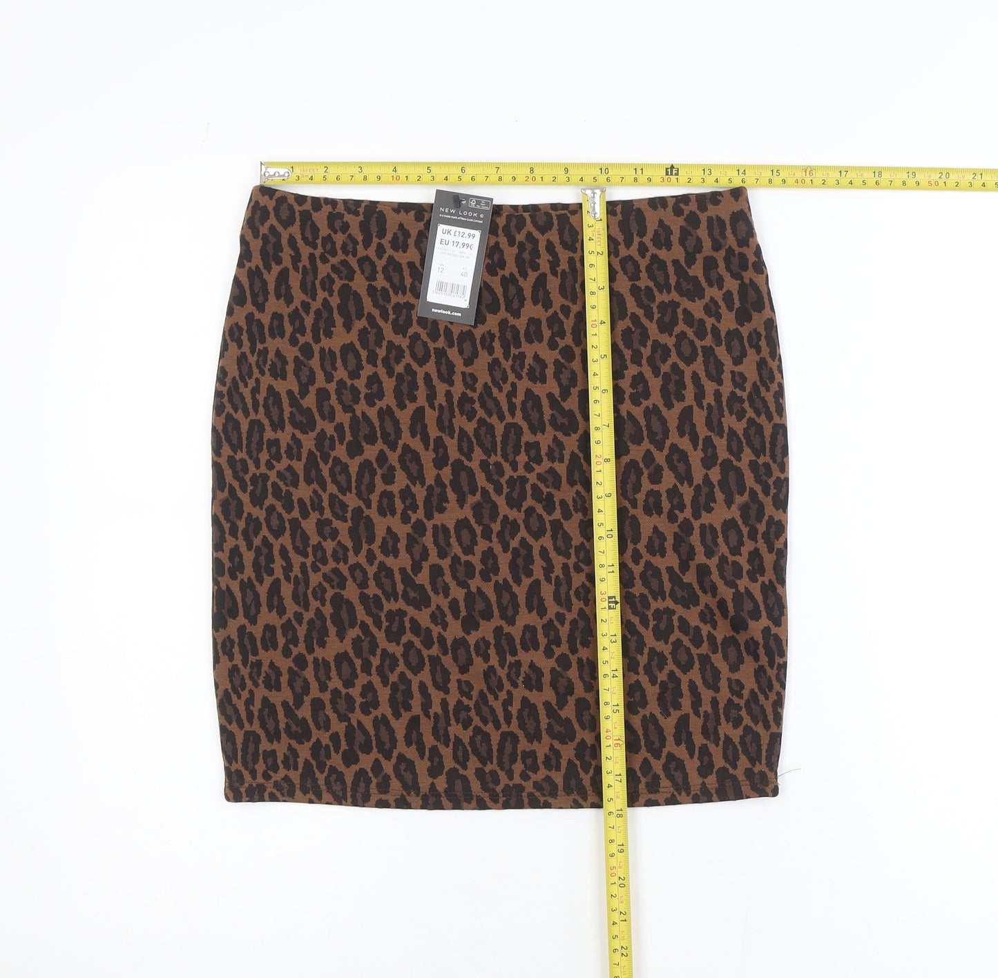 New Look Women Brown Animal Print Pencil Skirt Size 12