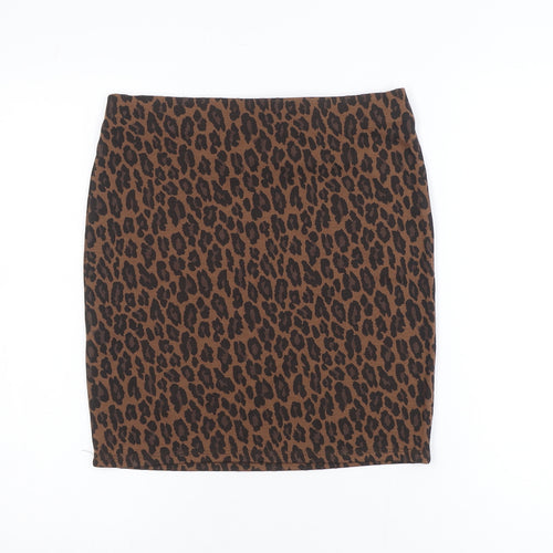 New Look Women Brown Animal Print Pencil Skirt Size 12