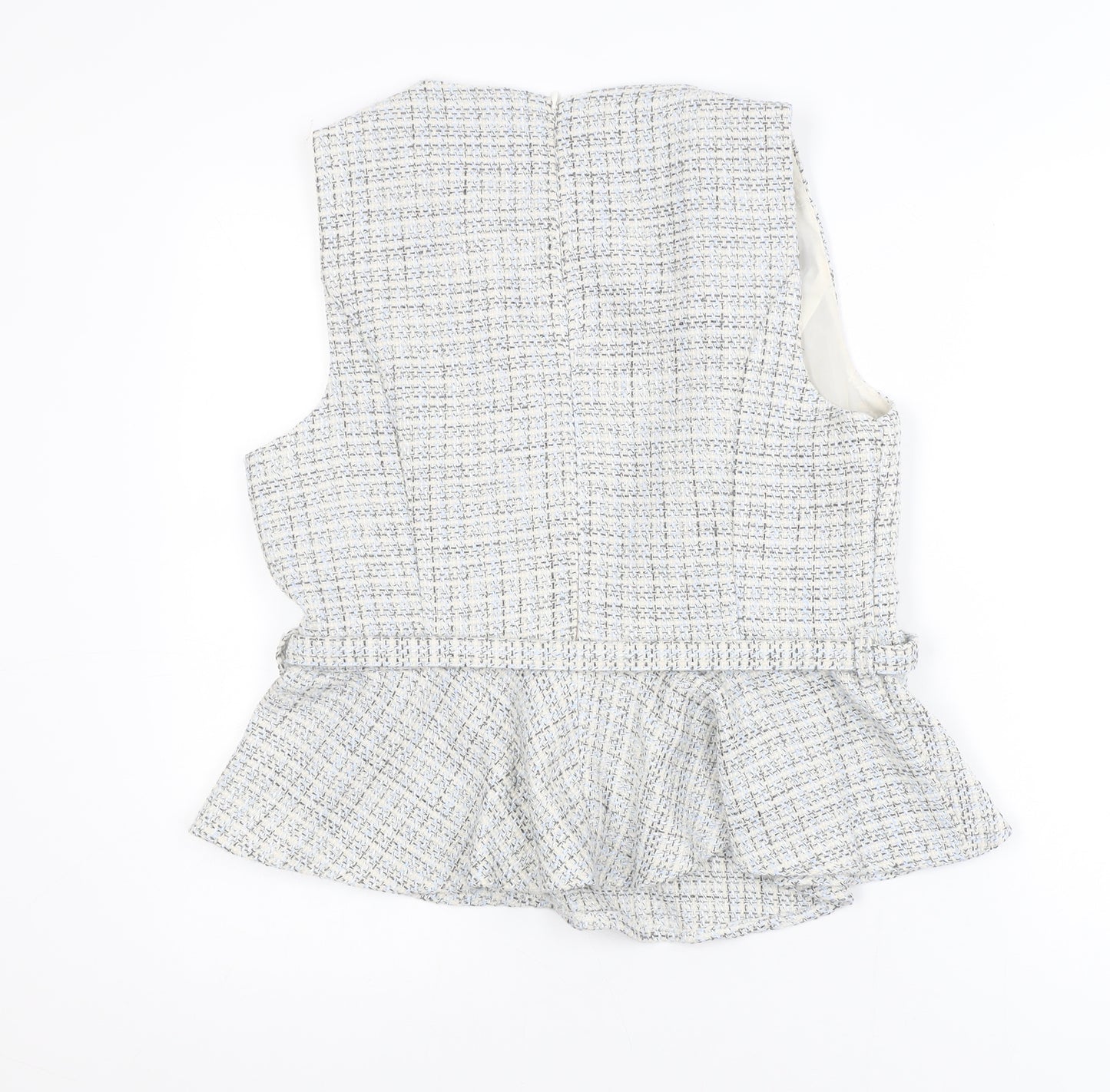F&F Women’s Multicoloured Tweed Peplum Blouse UK 14 Sleeveless Classic