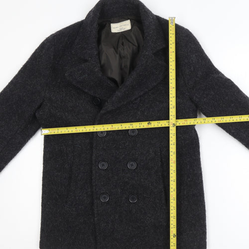 Nano Universe Men's Black Wool Blend Pea Coat Size S