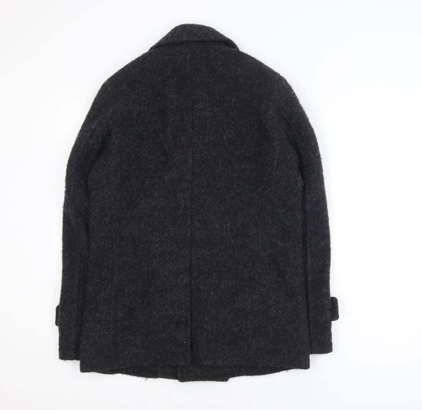 Nano Universe Men's Black Wool Blend Pea Coat Size S