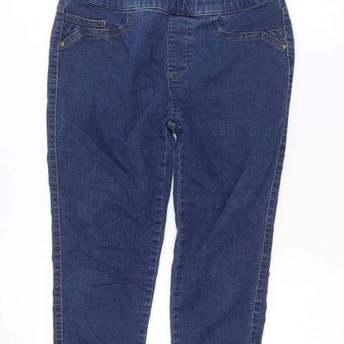 CROP Women's Blue Cropped Slim Fit Denim Jeans Size 7 Slim