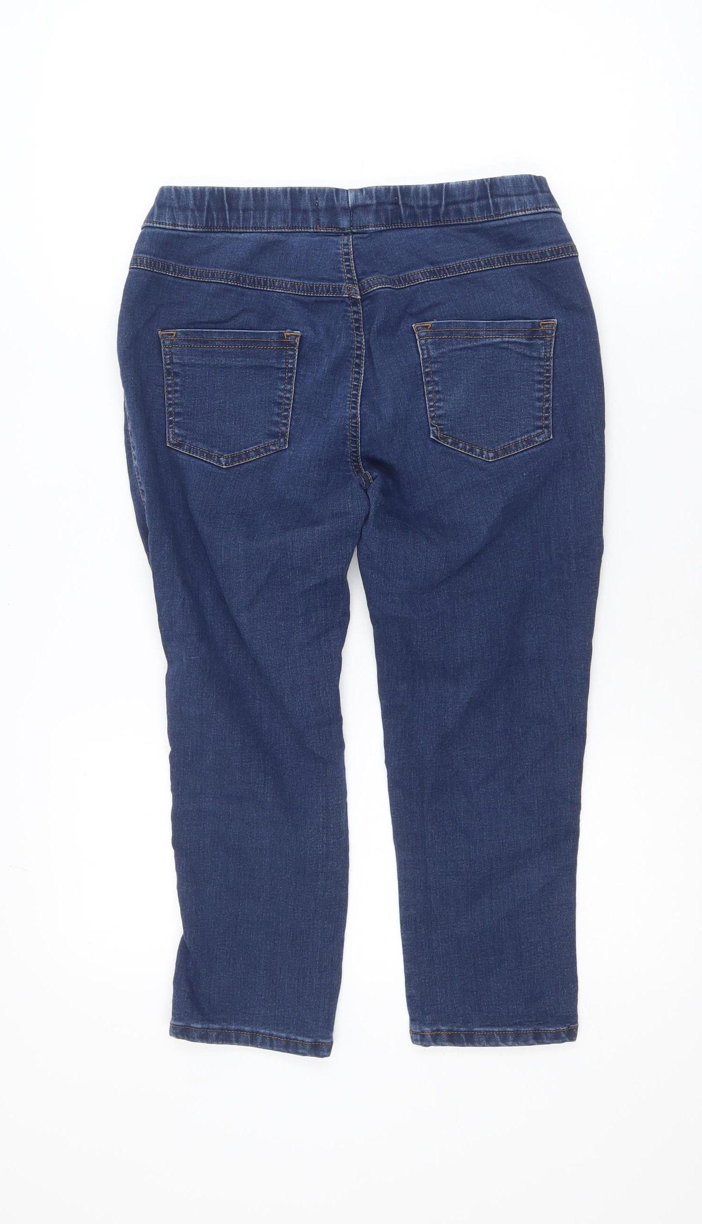 CROP Women's Blue Cropped Slim Fit Denim Jeans Size 7 Slim