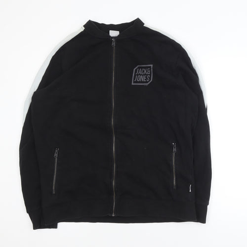 Jack & Jones Men’s Black XL Track Jacket Cotton Blend Full Zip