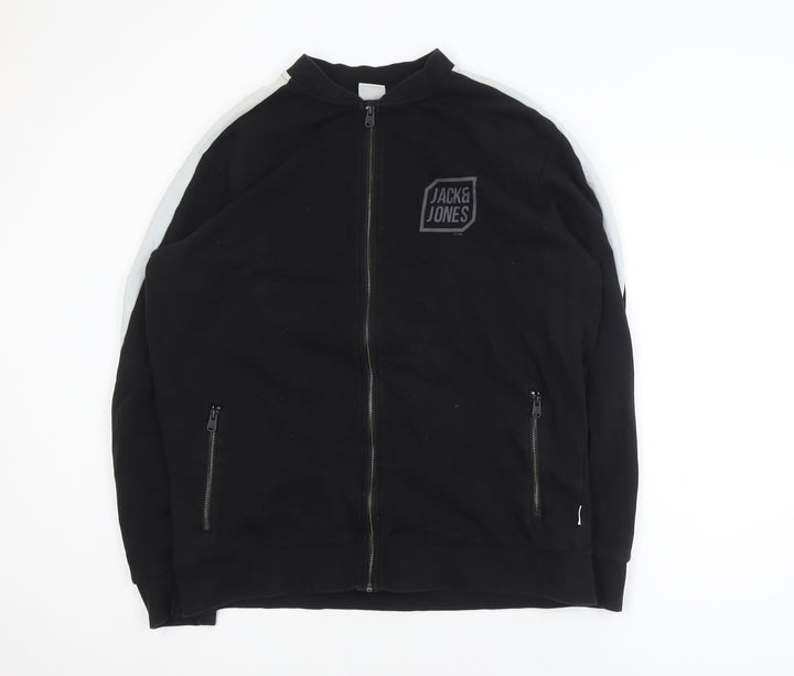 Jack & Jones Men’s Black XL Track Jacket Cotton Blend Full Zip