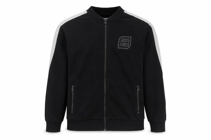 Jack & Jones Men’s Black XL Track Jacket Cotton Blend Full Zip