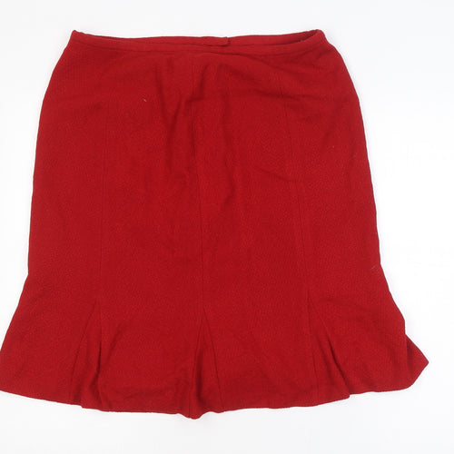 Talbots Women Red Wool Knee Length Pencil Skirt Size 16
