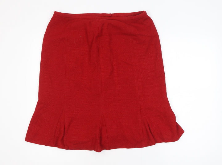 Talbots Women Red Wool Knee Length Pencil Skirt Size 16