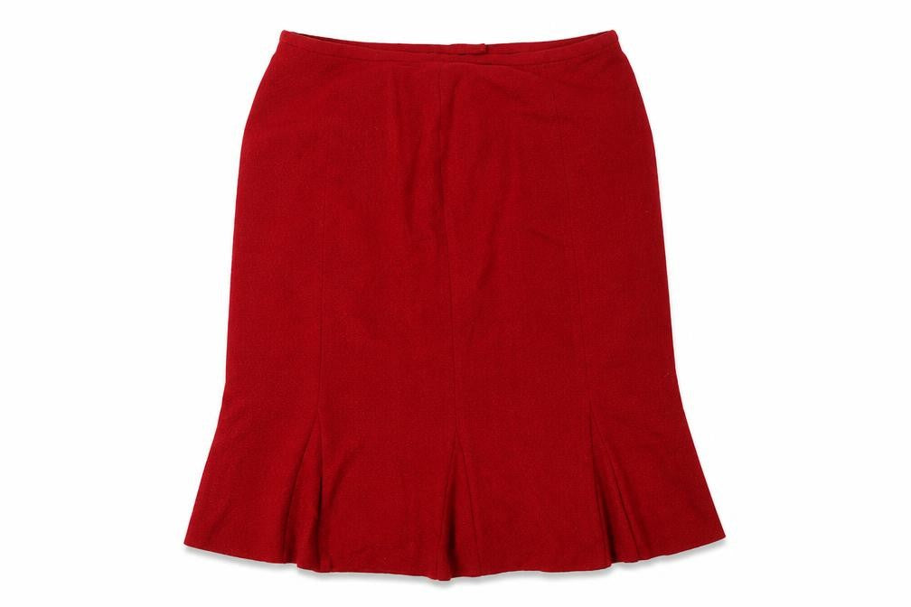 Talbots Women Red Wool Knee Length Pencil Skirt Size 16