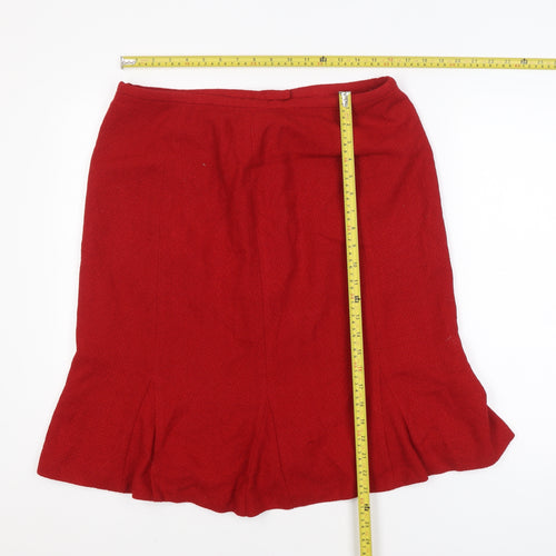 Talbots Women Red Wool Knee Length Pencil Skirt Size 16