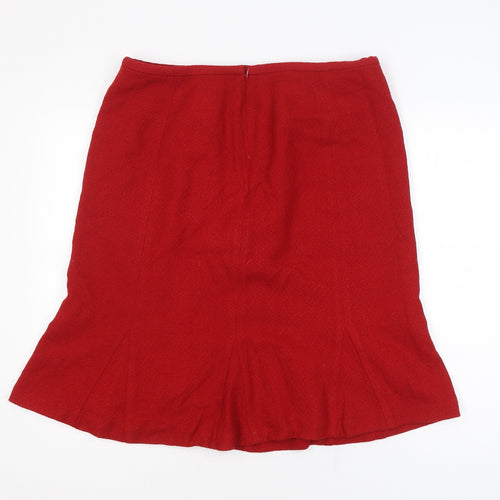 Talbots Women Red Wool Knee Length Pencil Skirt Size 16