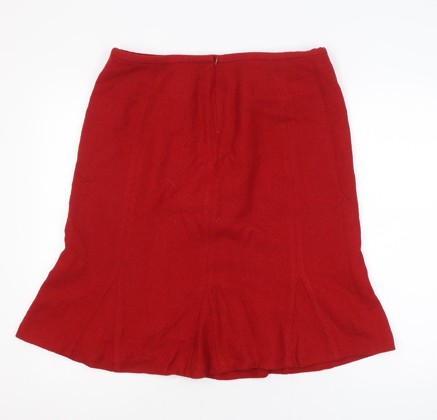 Talbots Women Red Wool Knee Length Pencil Skirt Size 16