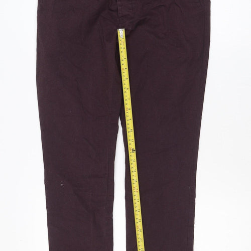 Denim Co Mens Burgundy Skinny Chino Trousers W33 L32 Cotton Blend