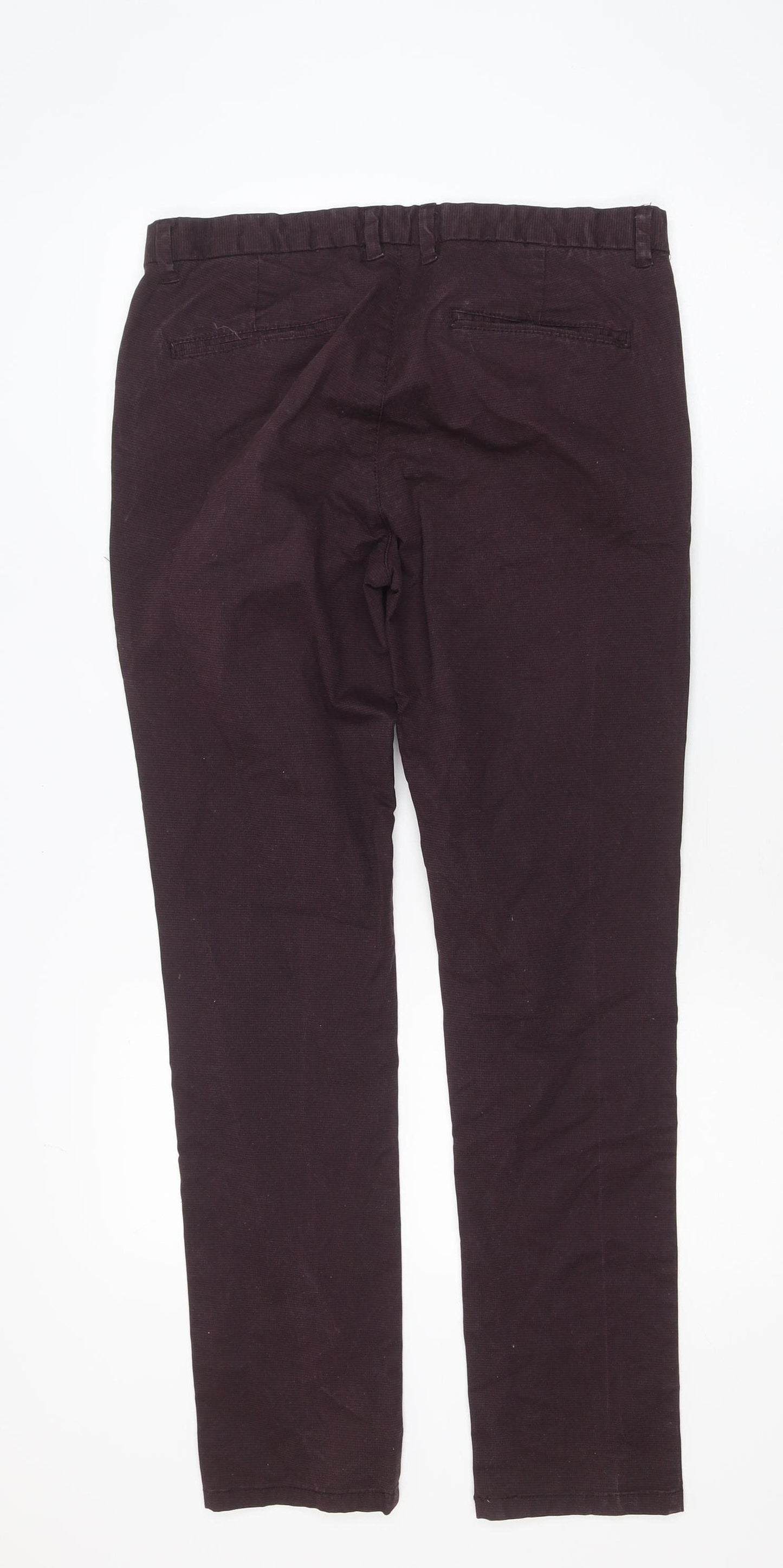 Denim Co Mens Burgundy Skinny Chino Trousers W33 L32 Cotton Blend