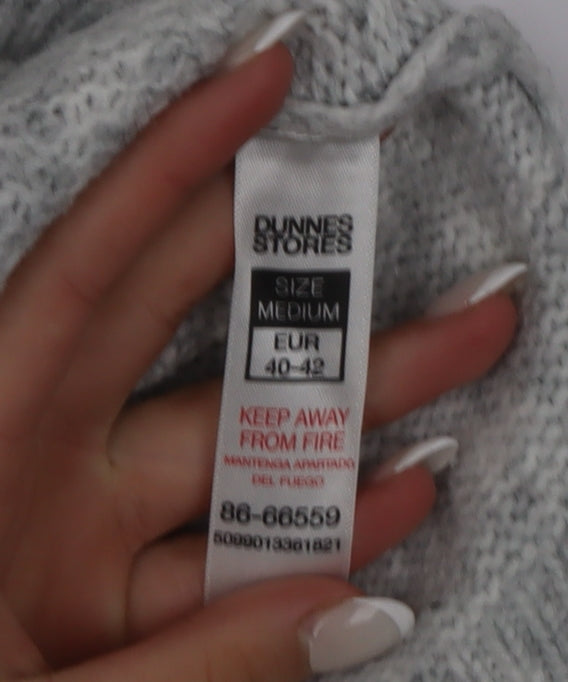 Dunnes Stores Women Grey Cable-Knit Roll Neck Sleeveless Jumper Size 14