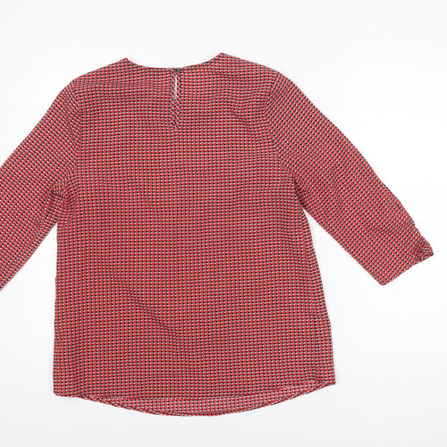 Dunnes Women Red Geometric Tunic Blouse Size S Long Sleeve