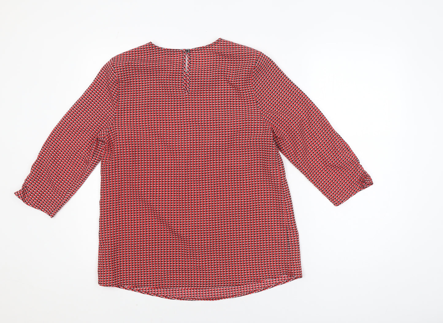 Dunnes Women Red Geometric Tunic Blouse Size S Long Sleeve