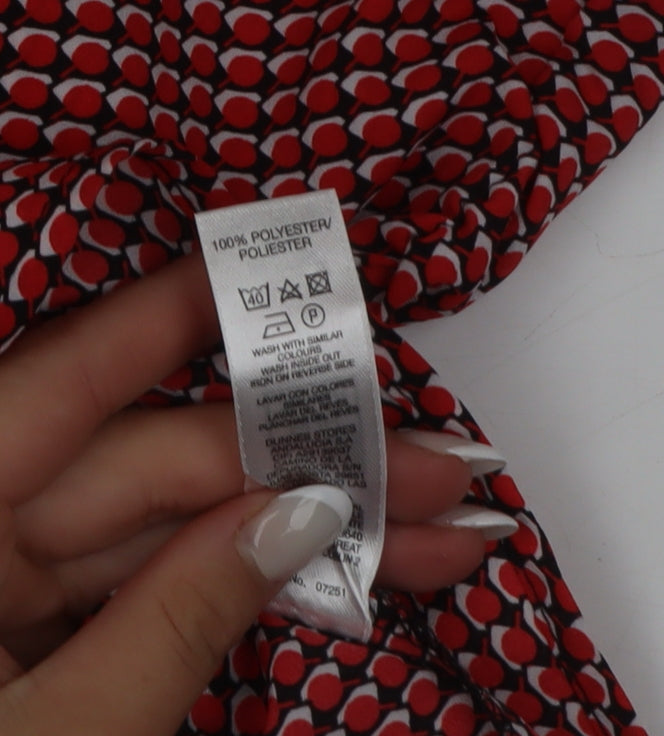 Dunnes Women Red Geometric Tunic Blouse Size S Long Sleeve