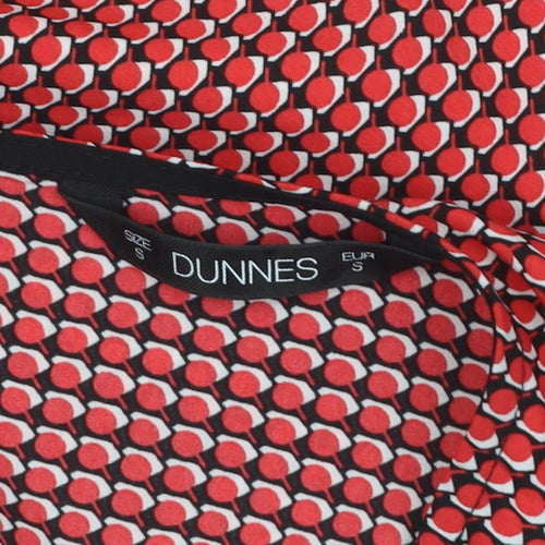 Dunnes Women Red Geometric Tunic Blouse Size S Long Sleeve