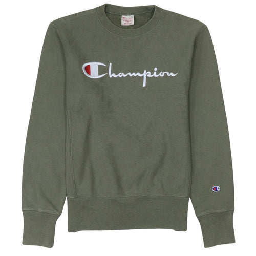 Champion Men's Green Reverse Weave Sweatshirt Medium Crew Neck