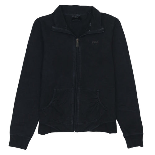 Fila Women Black Size 12 Track Jacket Full Zip Cotton Blend