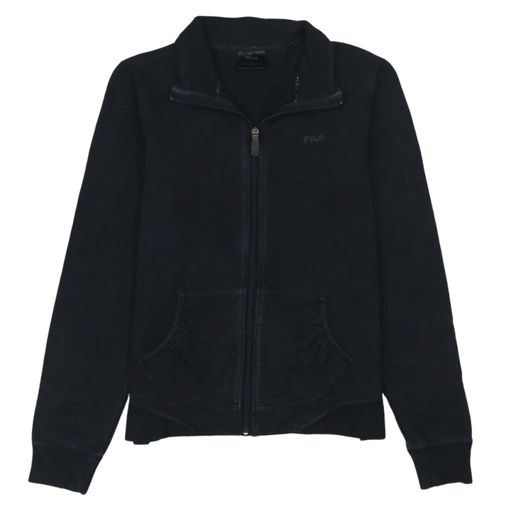Fila Women Black Size 12 Track Jacket Full Zip Cotton Blend