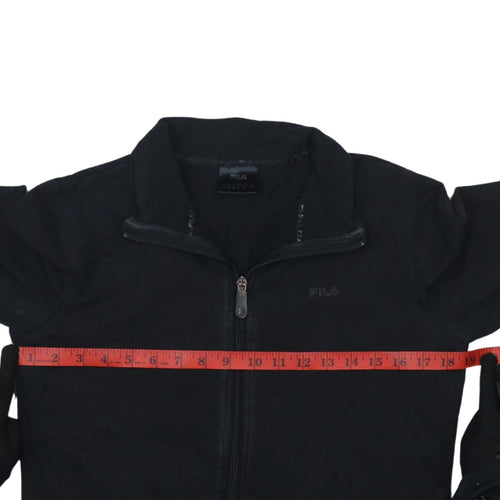 Fila Women Black Size 12 Track Jacket Full Zip Cotton Blend