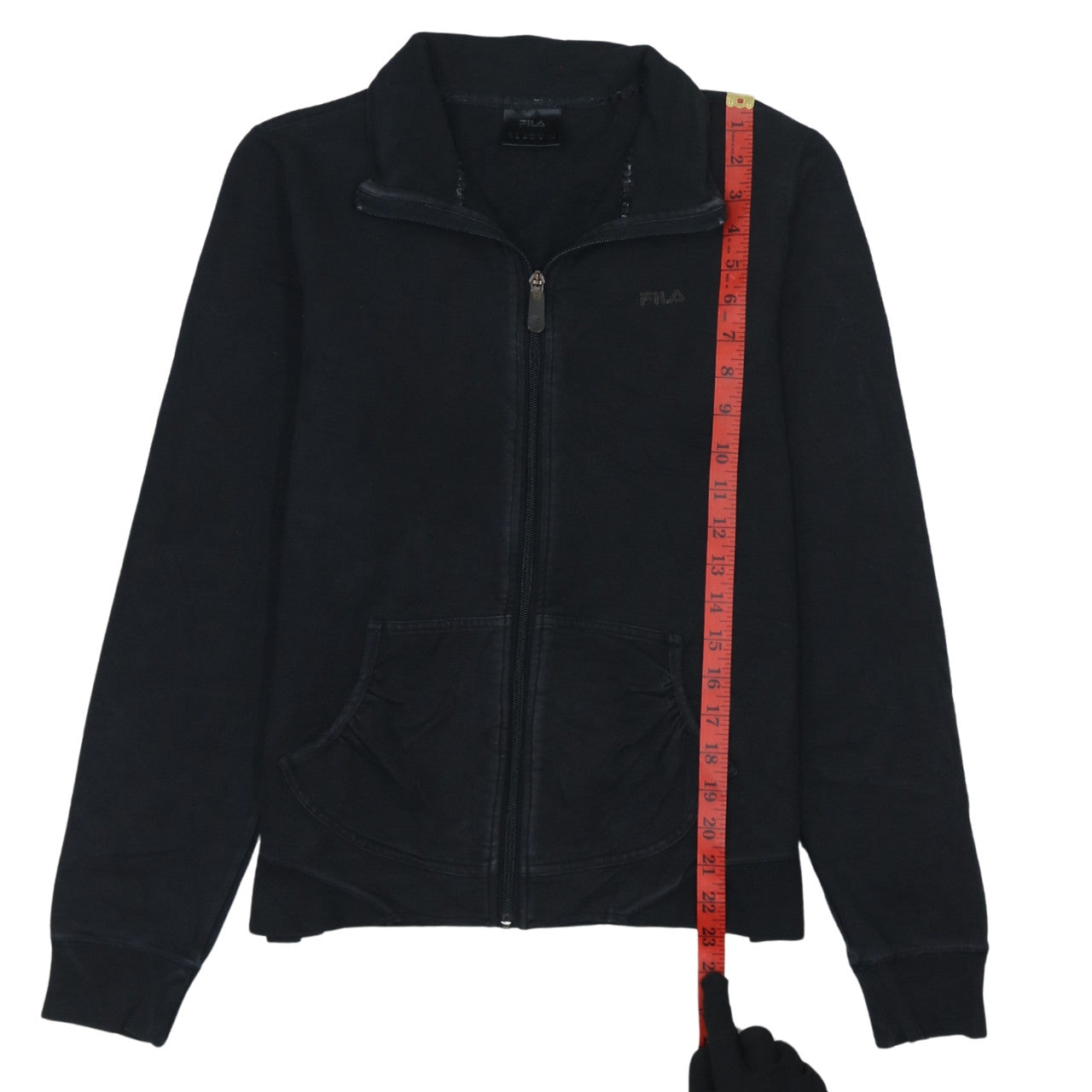Fila Women Black Size 12 Track Jacket Full Zip Cotton Blend