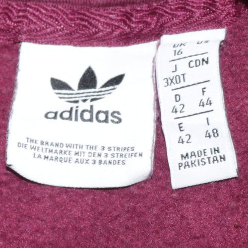 Adidas Women Burgundy Pullover Hoodie Size 16 Relaxed Fit