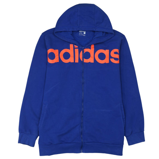 Adidas Men’s Blue 2XL Full Zip Hoodie Sweatshirt Sports Essentials