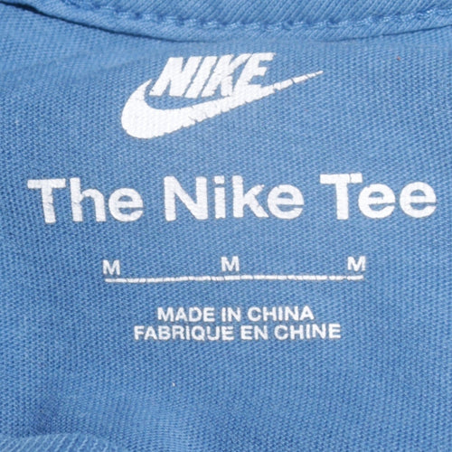Nike Men Blue Crew Neck Cotton T-Shirt Size M