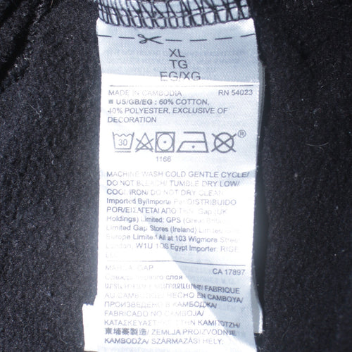 GAP Women Black XL Full Zip Hoodie Sweatshirt with Logo