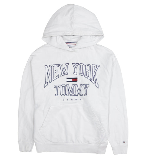 Tommy Jeans Women's White Pullover Hoodie Small New York Logo
