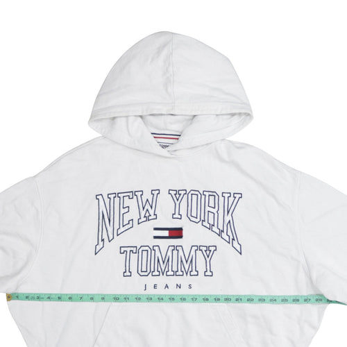 Tommy Jeans Women's White Pullover Hoodie Small New York Logo