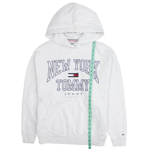 Tommy Jeans Women's White Pullover Hoodie Small New York Logo