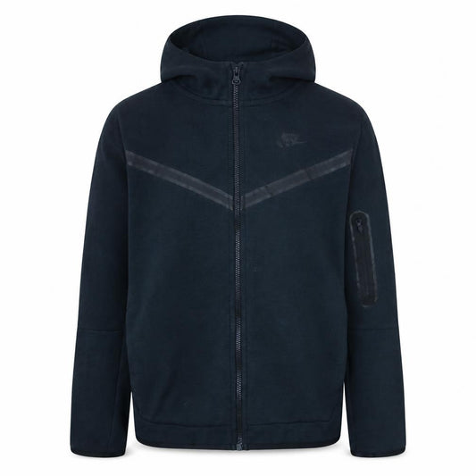 Front view of Nike boys’ black xl full zip hoodie - fleece lined sports sweatshirt