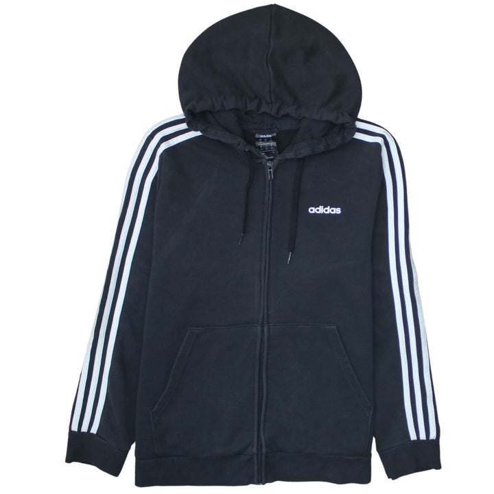 Adidas Women’s Black XL Full Zip Hoodie Sweatshirt with Stripes