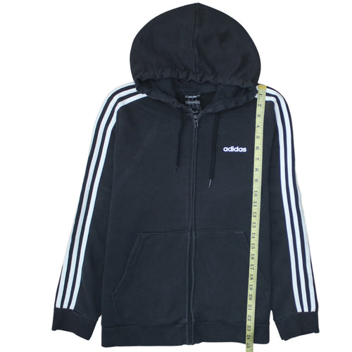 Adidas Women’s Black XL Full Zip Hoodie Sweatshirt with Stripes