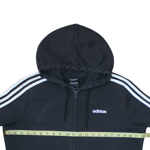Adidas Women’s Black XL Full Zip Hoodie Sweatshirt with Stripes