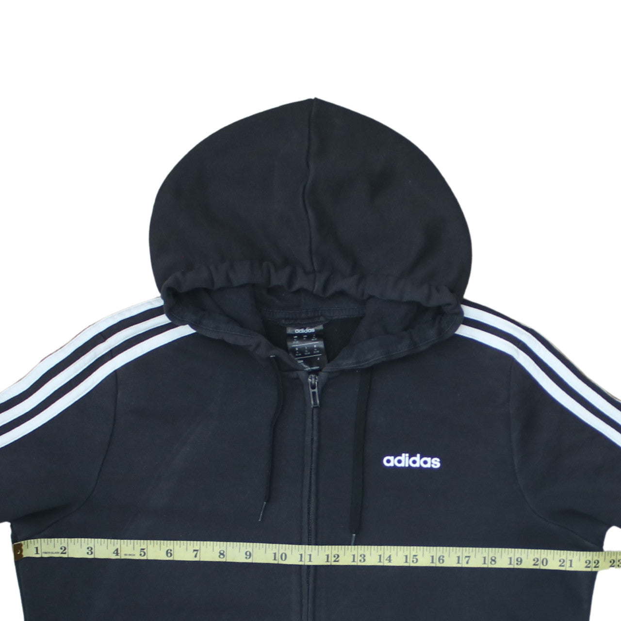 Adidas Women’s Black XL Full Zip Hoodie Sweatshirt with Stripes