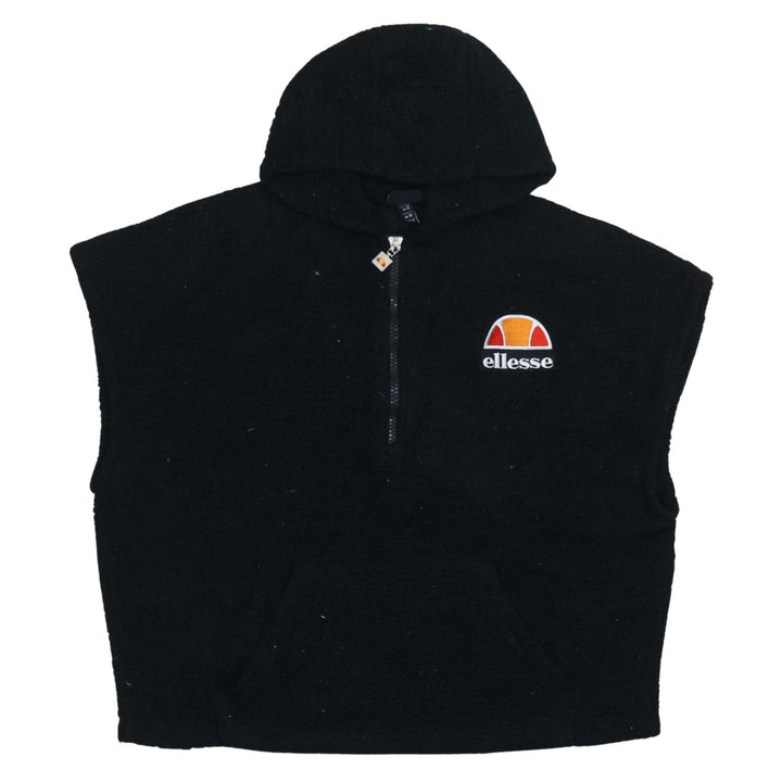 Ellesse Womens Black UK 10 Sleeveless 1/2 Zip Hooded Pullover Sweatshirt