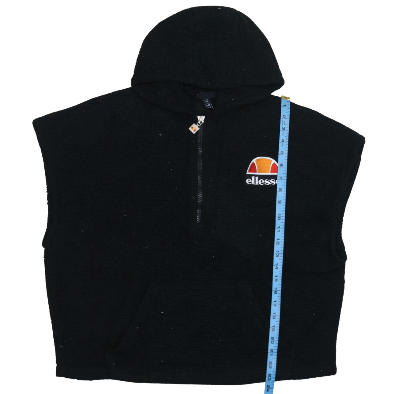 Ellesse Womens Black UK 10 Sleeveless 1/2 Zip Hooded Pullover Sweatshirt