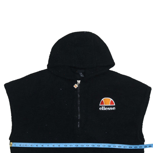 Ellesse Womens Black UK 10 Sleeveless 1/2 Zip Hooded Pullover Sweatshirt