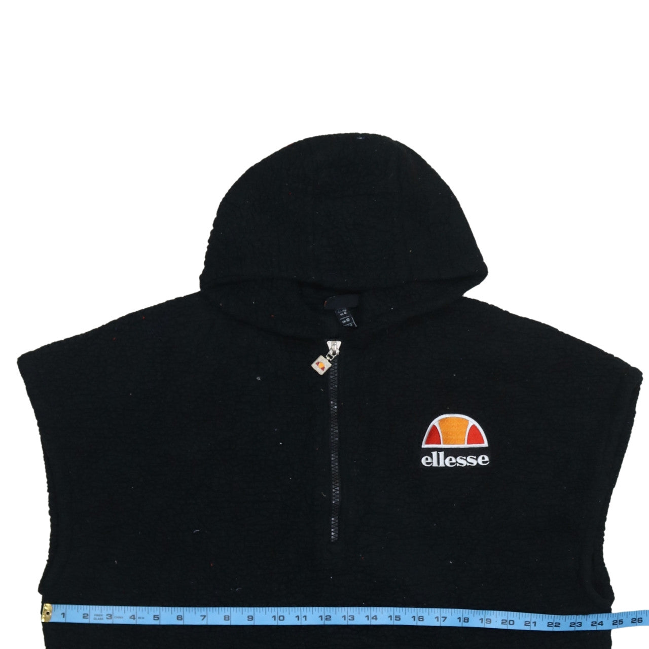 Ellesse Womens Black UK 10 Sleeveless 1/2 Zip Hooded Pullover Sweatshirt