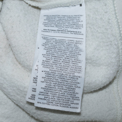 Nike Women White Hoodie Medium Pullover Classic Cotton Blend