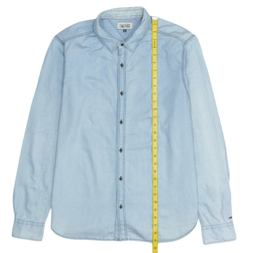 Tommy Hilfiger Men's Blue Denim Long Sleeve Button-Up Shirt L