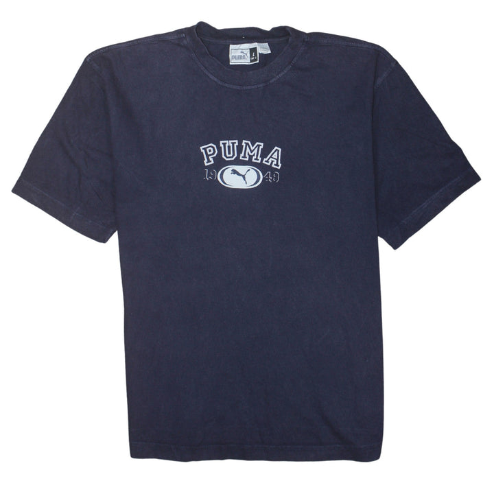 Puma Men's Navy Blue Cotton Crew Neck Short Sleeve T-Shirt L